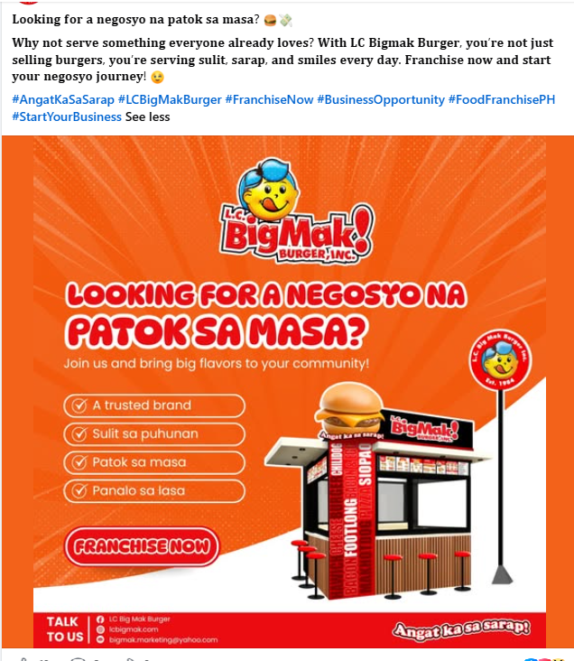 LC Big Mak franchise Facebook post
